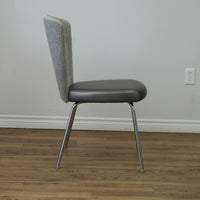 19 inch W Armless Chair in Grey Faux Leather Seat & Fabric Back