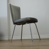 19 inch W Armless Chair in Grey Faux Leather Seat & Fabric Back