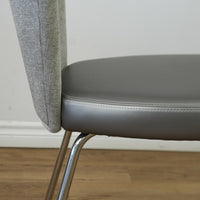19 inch W Armless Chair in Grey Faux Leather Seat & Fabric Back