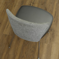 19 inch W Armless Chair in Grey Faux Leather Seat & Fabric Back