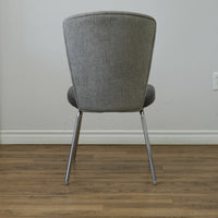 19 inch W Armless Chair in Grey Faux Leather Seat & Fabric Back