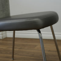 19 inch W Armless Chair in Grey Faux Leather Seat & Fabric Back