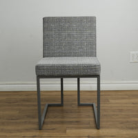 18 Inch W Grey Striped Fabric Side Chair with Metal Base
