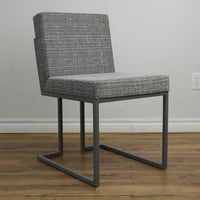 18 Inch W Grey Striped Fabric Side Chair with Metal Base