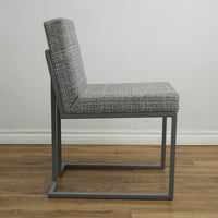 18 Inch W Grey Striped Fabric Side Chair with Metal Base