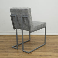 18 Inch W Grey Striped Fabric Side Chair with Metal Base