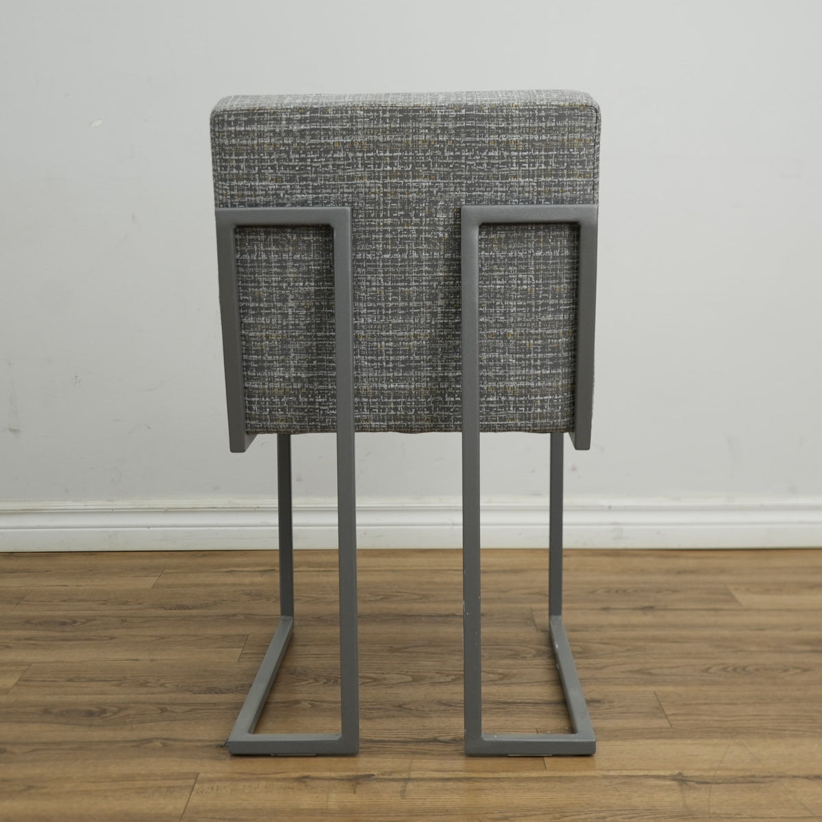 18 Inch W Grey Striped Fabric Side Chair with Metal Base