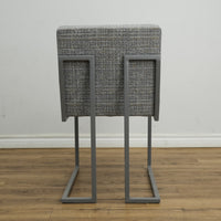18 Inch W Grey Striped Fabric Side Chair with Metal Base