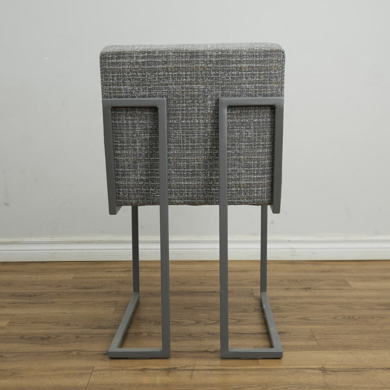 18 Inch W Grey Striped Fabric Side Chair with Metal Base