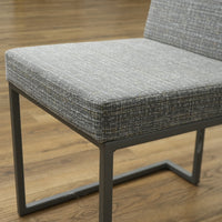 18 Inch W Grey Striped Fabric Side Chair with Metal Base