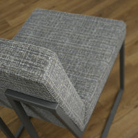 18 Inch W Grey Striped Fabric Side Chair with Metal Base