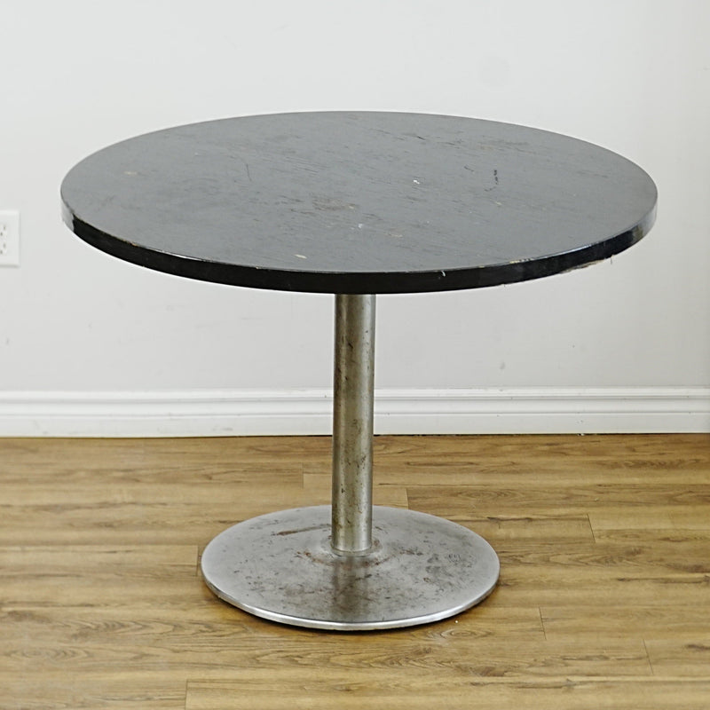 42-In Round Laminate Dining Table with Metal Base – Commercial