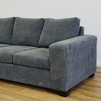 84x36x34-Inch Plush Grey Three‑Seater Fabric Sofa with Wide Armrests