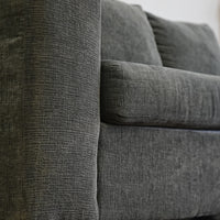 84x36x34-Inch Plush Grey Three‑Seater Fabric Sofa with Wide Armrests