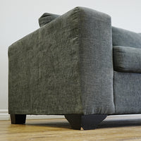 84x36x34-Inch Plush Grey Three‑Seater Fabric Sofa with Wide Armrests