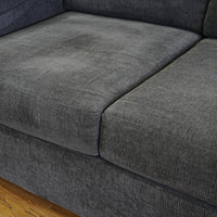 84x36x34-Inch Plush Grey Three‑Seater Fabric Sofa with Wide Armrests