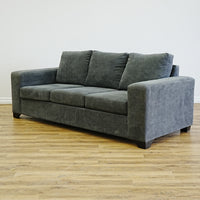 84x36x34-Inch Plush Grey Three‑Seater Fabric Sofa with Wide Armrests