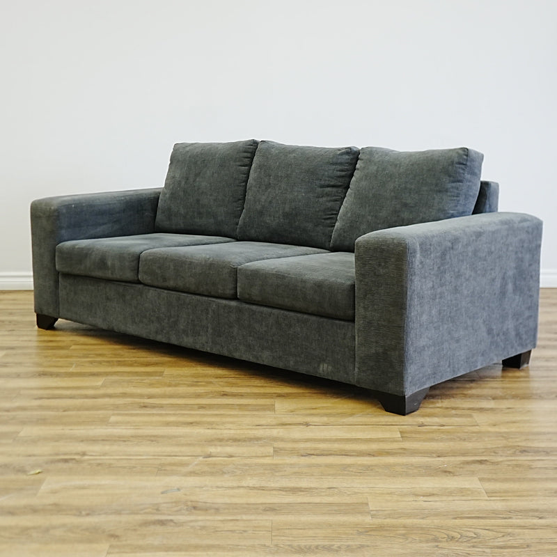 84x36x34-Inch Plush Grey Three‑Seater Fabric Sofa with Wide Armrests