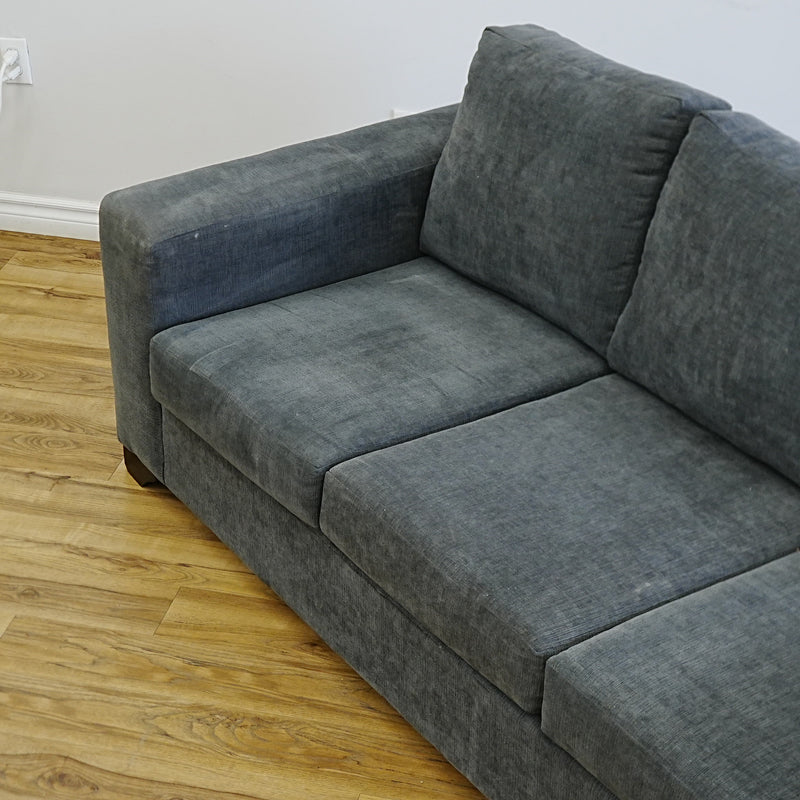 84x36x34-Inch Plush Grey Three‑Seater Fabric Sofa with Wide Armrests