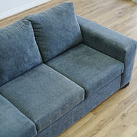 84x36x34-Inch Plush Grey Three‑Seater Fabric Sofa with Wide Armrests