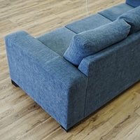 84x36x34-Inch Plush Grey Three‑Seater Fabric Sofa with Wide Armrests