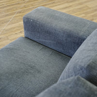 84x36x34-Inch Plush Grey Three‑Seater Fabric Sofa with Wide Armrests