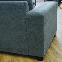 84x36x34-Inch Plush Grey Three‑Seater Fabric Sofa with Wide Armrests