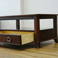 Wooden Coffee Table with Beveled Glass Insert and Storage – 40x24x20-Inch
