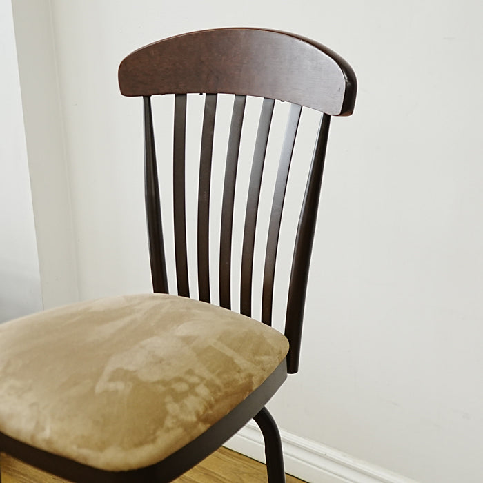 Metal & Wood Bar Stool with Velvet Upholstered Swivel Seat