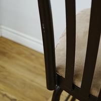 Metal & Wood Bar Stool with Velvet Upholstered Swivel Seat