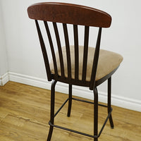 Metal & Wood Bar Stool with Velvet Upholstered Swivel Seat