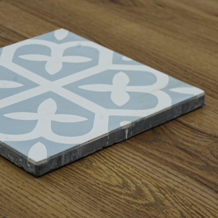 8x8-Inch Emma Cement Tile, Cool Floral Motif – 13 pcs box covers 5.78 sq ft