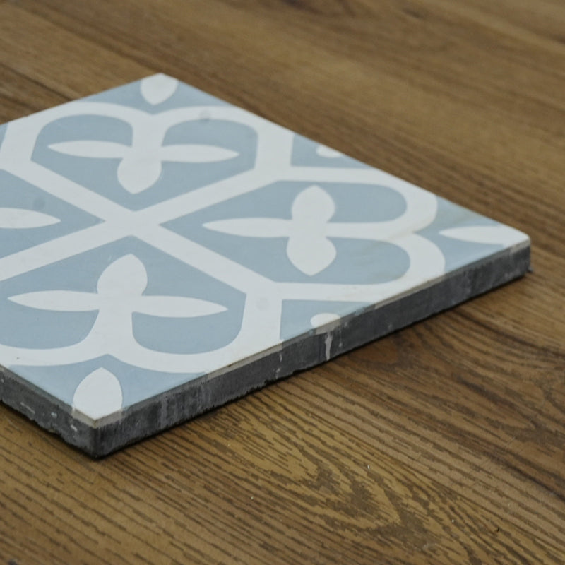 8x8-Inch Emma Cement Tile, Cool Floral Motif – 13 pcs box covers 5.78 sq ft