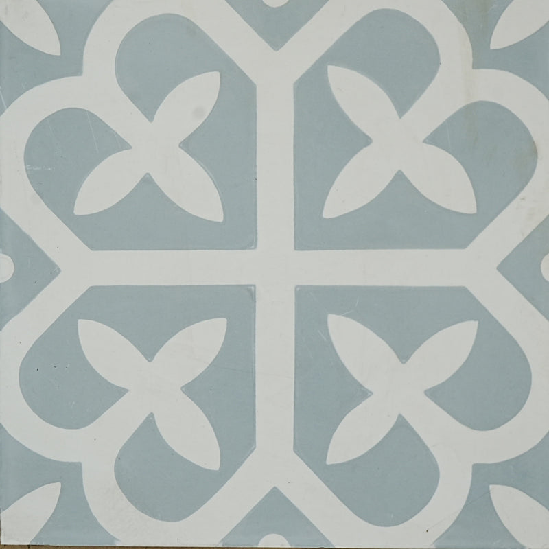 8x8-Inch Emma Cement Tile, Cool Floral Motif – 13 pcs box covers 5.78 sq ft