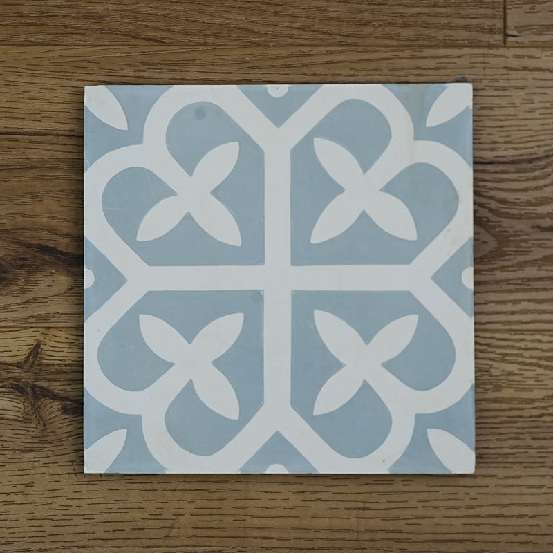 8x8-Inch Emma Cement Tile, Cool Floral Motif – 13 pcs box covers 5.78 sq ft
