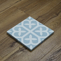 8x8-Inch Emma Cement Tile, Cool Floral Motif – 13 pcs box covers 5.78 sq ft