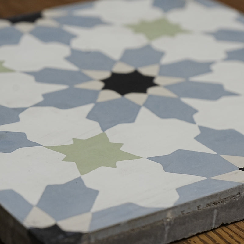 8x8-Inch Moorish Cement Tile, Star Motif – 13 pcs box covers 5.78 sq ft