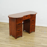 Wooden Desk with 7 Drawers – Reddish Finish, 48x16x31-Inch