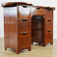 Wooden Desk with 7 Drawers – Reddish Finish, 48x16x31-Inch