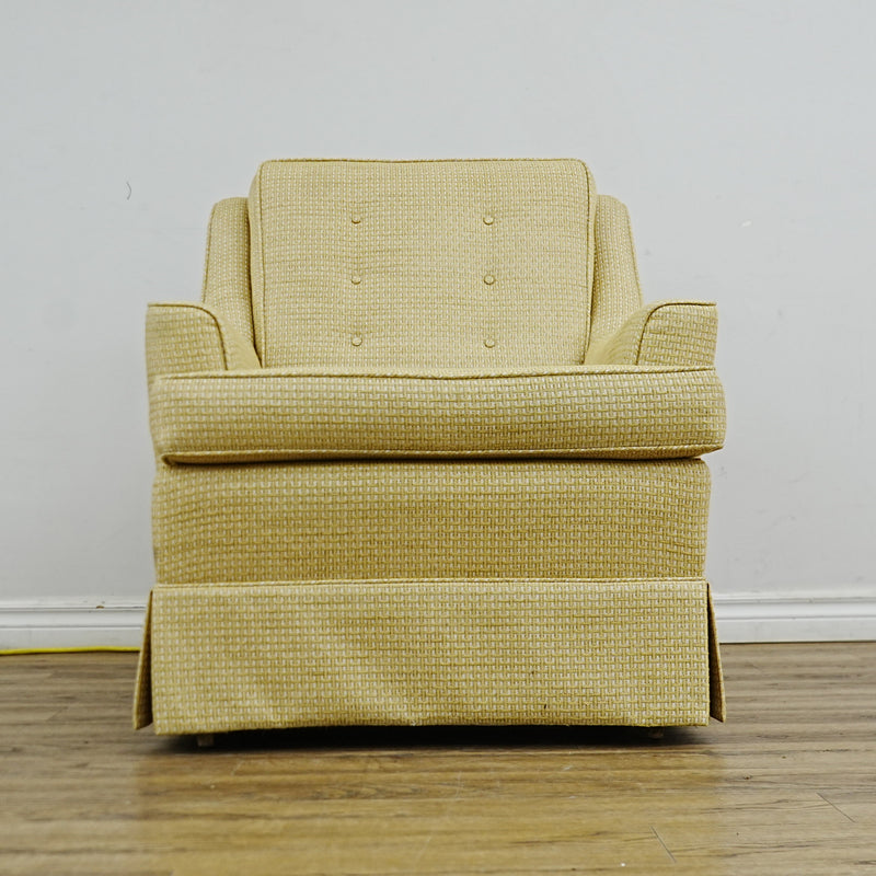 30x31x35-Inch Yellow Tufted Upholstered Armchair with Skirted Base