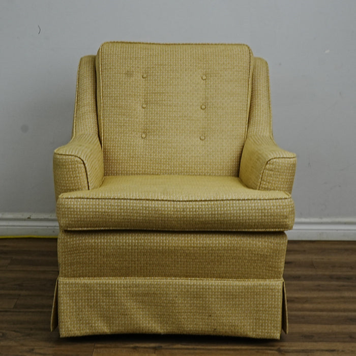 30x31x35-Inch Yellow Tufted Upholstered Armchair with Skirted Base