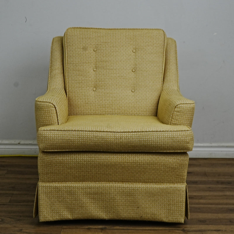30x31x35-Inch Yellow Tufted Upholstered Armchair with Skirted Base