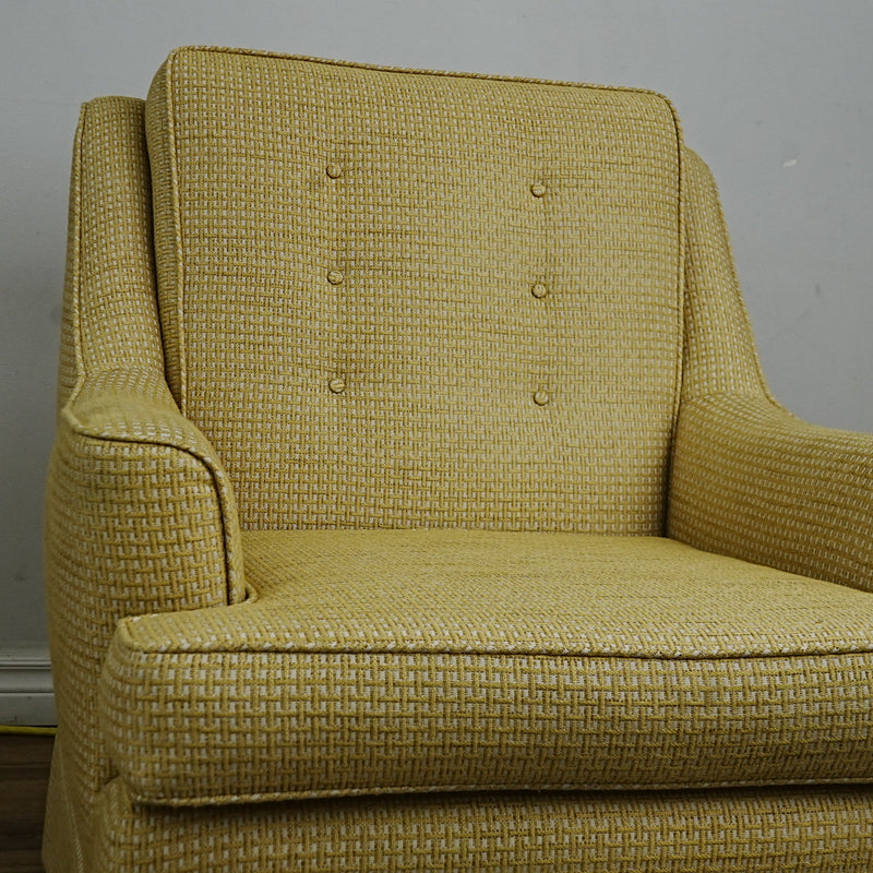30x31x35-Inch Yellow Tufted Upholstered Armchair with Skirted Base