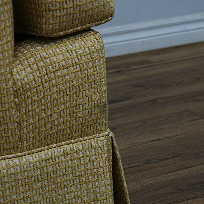 30x31x35-Inch Yellow Tufted Upholstered Armchair with Skirted Base