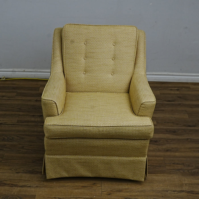 30x31x35-Inch Yellow Tufted Upholstered Armchair with Skirted Base