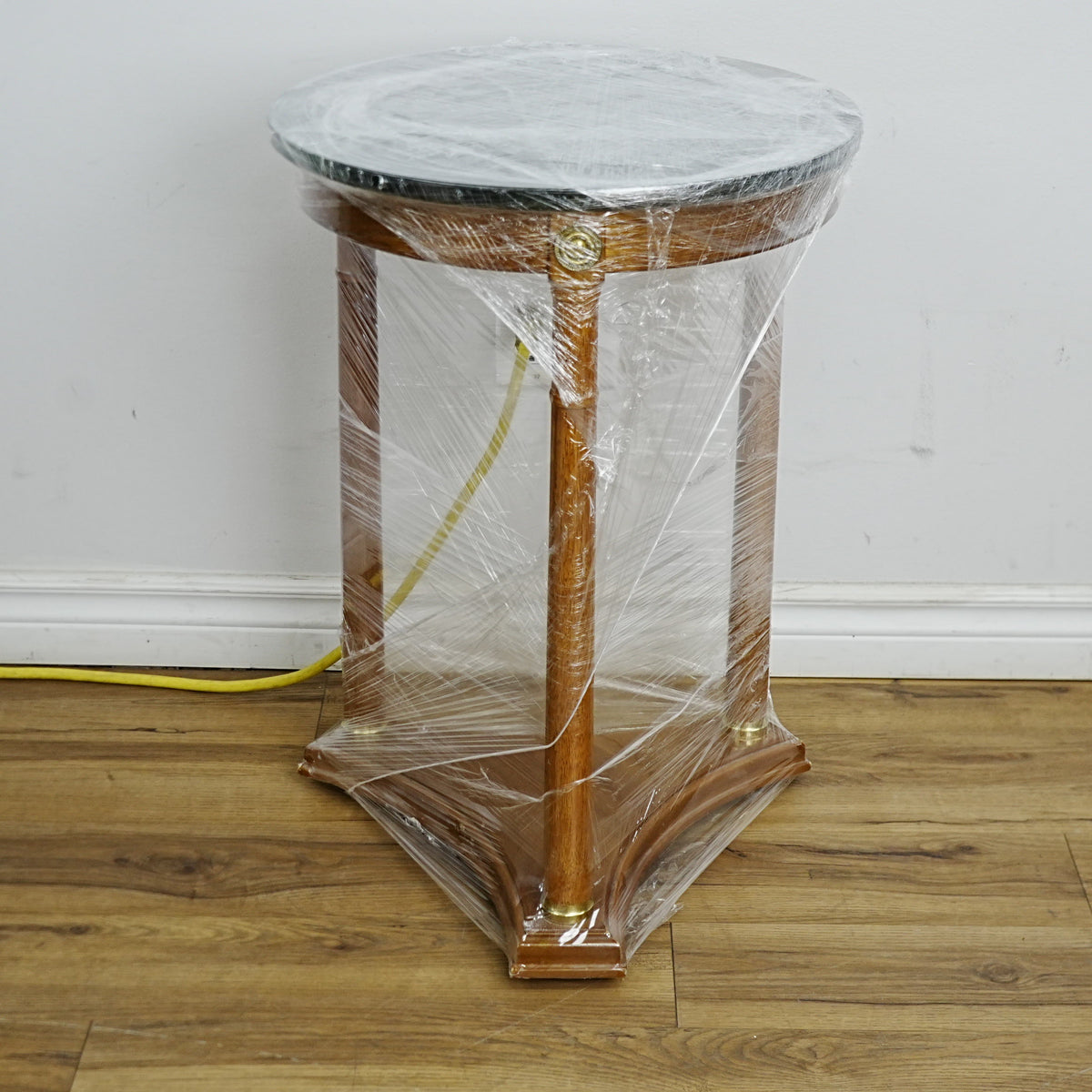 18x16x25-Inch Green Marble Top Side Table with Gold Accents