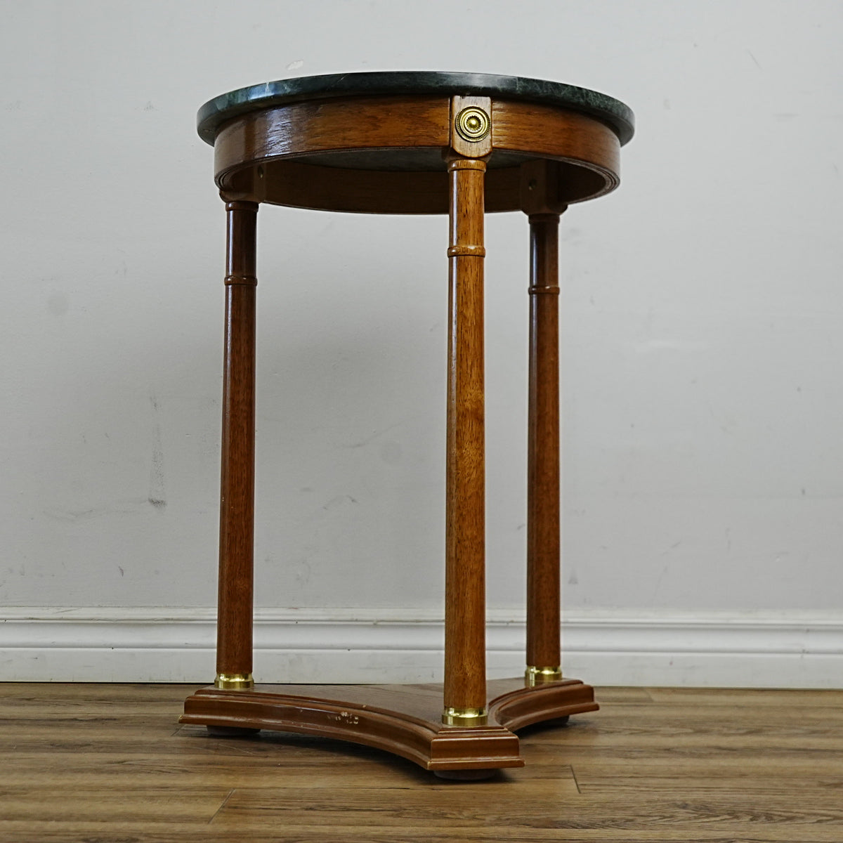 18x16x25-Inch Green Marble Top Side Table with Gold Accents