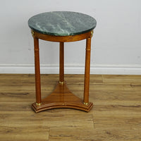 18x16x25-Inch Green Marble Top Side Table with Gold Accents