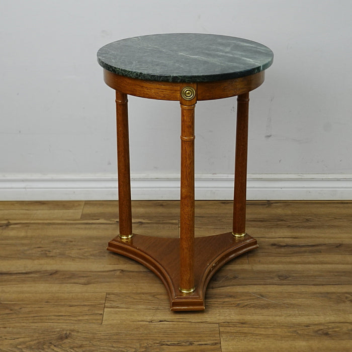 18x16x25-Inch Green Marble Top Side Table with Gold Accents