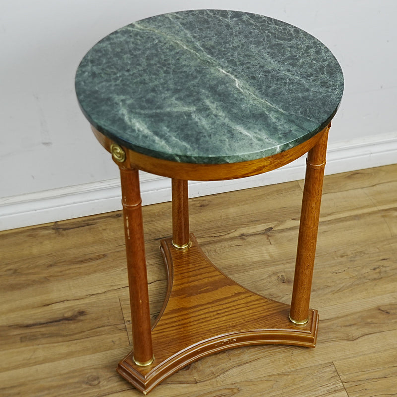 18x16x25-Inch Green Marble Top Side Table with Gold Accents